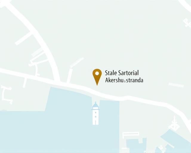 Et kart som viser plasseringen til Svale Sartorial ved Akershusstranda i Oslo.